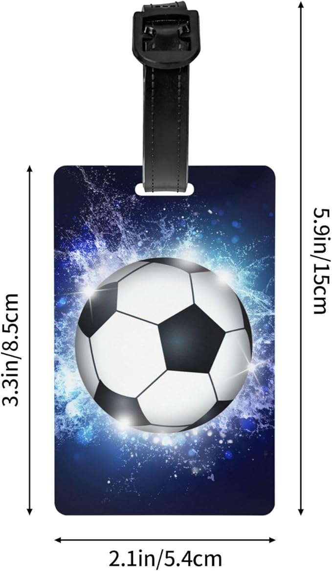 Soccer Backpack Tags for Boys, Kids Luggage Tags for Suitcases, Sports Name Tags for Teens Adults for Travel, Cool Small Bag Tag ID Identifier Label for Travel Bags