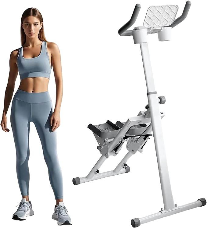 Stair Stepper Folding Vertical Aerobics Appliances Exercise Climber for at-Home Workouts Total Body Exerciser with Handle 242LBS Load with Stand/Cup Holder, Step Angle Adjustable