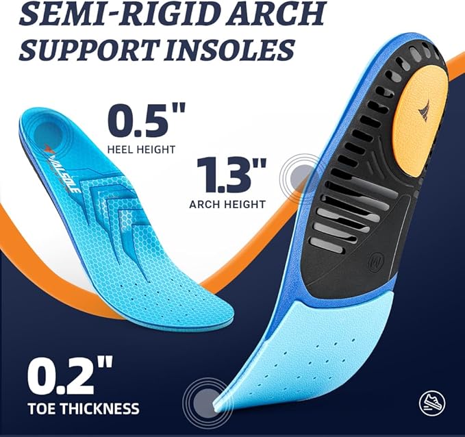 VALSOLE Plantar Fasciitis Insoles for Men Women,Heavy Duty Support Pain Relief Orthotics - 210+ lbs,Arch Support Insoles, Flat Feet Insert,Work Boot Shoe Insoles for Standing All Day