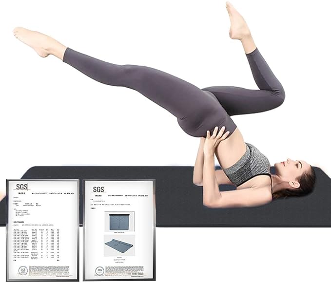 Hatha Yoga Extra Thick TPE Yoga Mat - 72"x 32" Thickness 1/2 Inch -Eco Friendly SGS Certified - With High Density Anti-Tear Exercise Bolster For Home Gym Travel & Floor Outside