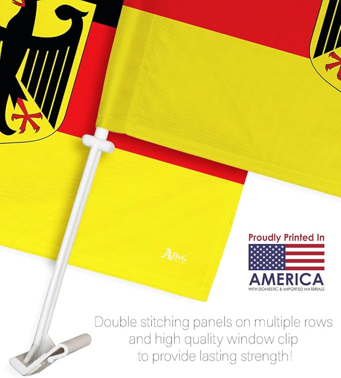 World Cup 2022 German Car Flag Bandera Para Carros De Germany Auto Decorations Small Banner For Window Clip Pole Accessories FIFA Sport Fans Outdoor Flags Trophy Game Football Soccer Gifts Made In USA