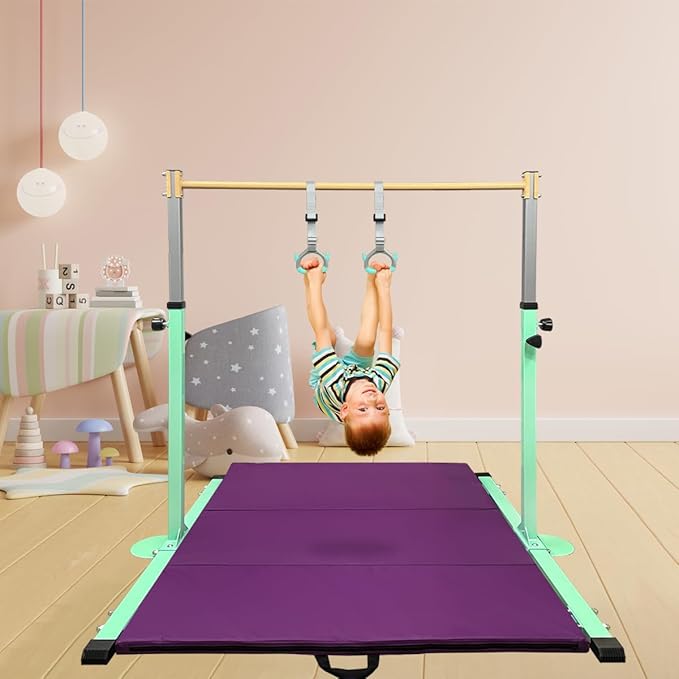 GLANT Gymnastic Kip Bar,Horizontal Bar for Kids Girls Junior,3' to 5' Adjustable Height,Home Gym Equipment,Ideal for Indoor and Home Training,1-4 Levels,300lbs Weight Capacity