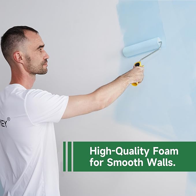 VOOMEY Foam Paint Roller Cover,9 inch Foam Paint Roller,Pack of 3,High Absorption Foam Paint Roller 9 Inch,Paint Roller for Painting Walls,Cabinet,Ceilings,House.