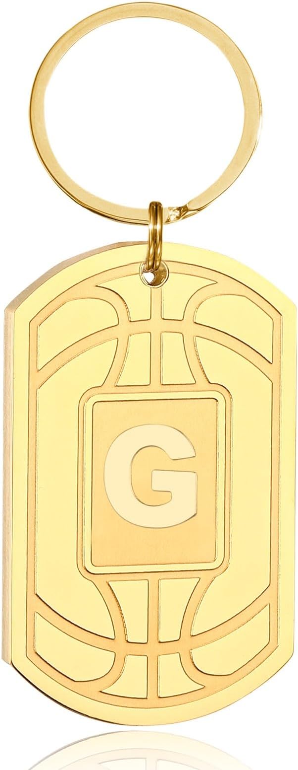 Stocking Stuffers Christmas Gift- Initial Keychain Gifts for Men,Mens Gifts Basketball Keychains for Men Dad