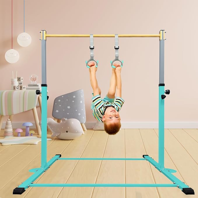 GLANT Gymnastic Kip Bar,Horizontal Bar for Kids Girls Junior,3' to 5' Adjustable Height,Home Gym Equipment,Ideal for Indoor and Home Training,1-4 Levels,300lbs Weight Capacity