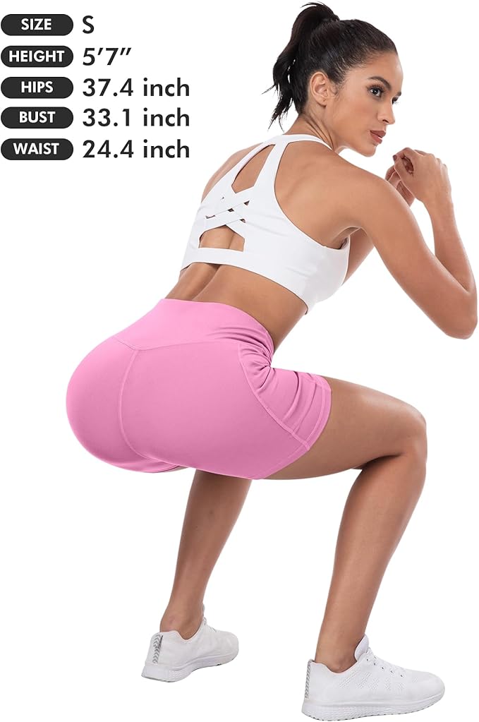 ATHVOTAR Biker Shorts Women with Pockets - 3"/5"/8" High Waisted Workout Spandex Tummy Control Gym Running Yoga Shorts