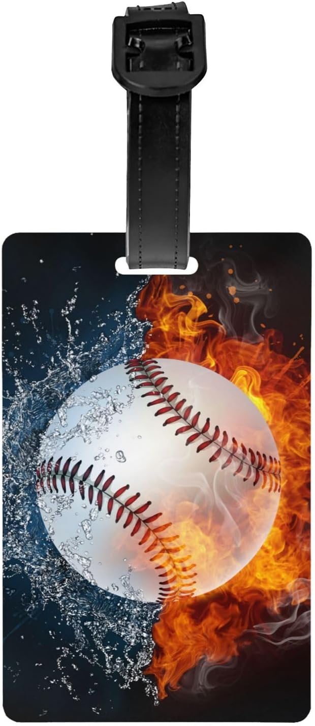 Baseball Luggage Tags for Suitcases, Small Sports Backpack Tags for Kids Boys Men Travel, Cool Bag Tag with ID Name Baggage Labels with Buckle Strap Suitcases Bag Tag (1 Pack)