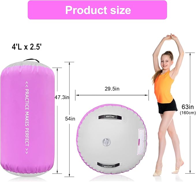 VOFiTNY Gymnastics Tumbling Equipment Air Barrel Inflatable Octagon Tumbler Roller Back-bend Trainer Cheerleading Without Pump