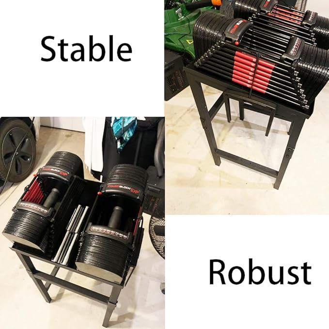 Black Heavy Duty Adjustable Dumbbell Stand & Kettlebell Stand - Adjustable Dumbbell Weight Rack, Weight Stand for Dumbbells, Weight Rack for Home Gym with Non-Slip Base, Anti-Tip Safety & Space-Saving Design