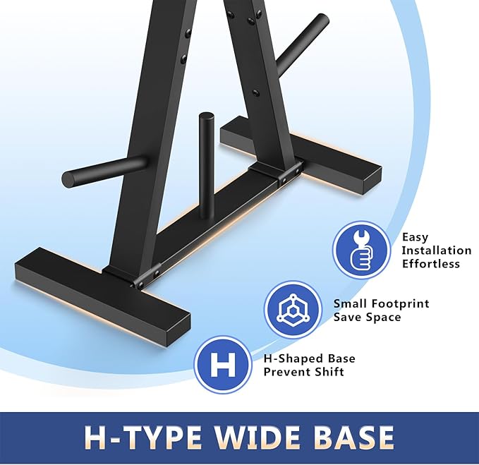 Weight Plate Rack, Weight Tree, Weight Plate Holder, 1-Inch Home Gym Storage Stand, Holds 300 lbs