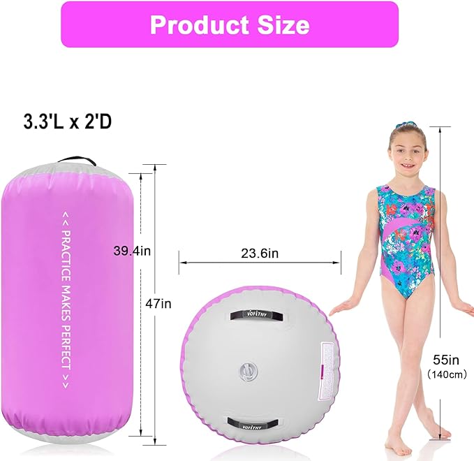 VOFiTNY Gymnastics Tumbling Equipment Air Barrel Inflatable Octagon Tumbler Roller Back-bend Trainer Cheerleading Without Pump