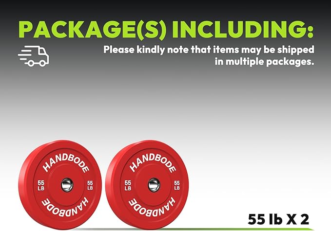 2-Inch Weight Plates High Bounce, Olympic Bumper Plate Set 45/100/160/190/260/300lb, Colored Weight Plates Set for Home Gym, Barbell Weights Rubber Strength Training Plate for Weight Lifting