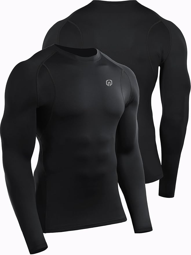 NELEUS 4 Pack Men's Workout Long Sleeve Shirts Compression Dry Fit Muscle Tops