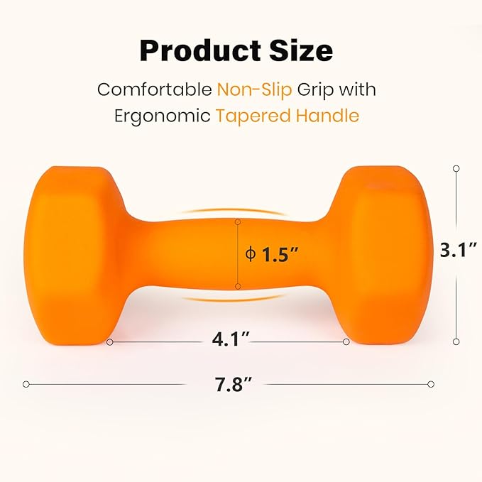 LIONSCOOL Set of 2 Neoprene Coated Dumbbell Hand Weights, Anti-Slip and Anti-Roll Hex Dumbbells in Pair for Strength Training, Resistance Training
