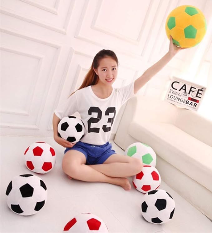 Plush Soccer Balls - Fluffy Stuffed Toy Soccer Ball Plush Pillow Soft Durable Stuff Soccerball Gift for Kids Boy Baby (Green -Yellow,11.8inch/30cm)