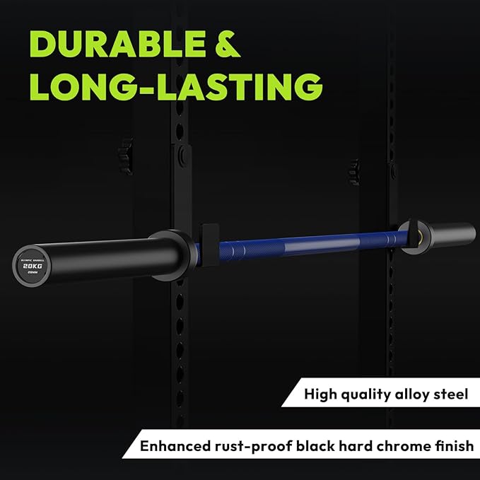 Olympic Barbell, 45lb/35lb 2-inch Weight Bar for Bench Press, 7ft/6.5ft Olympic Bar, 1000 lb/1500 lb High-Capacity, Hard Chrome, Knurled Grip, Strength Training Deadlift Weightlifting Squat