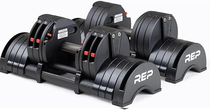 Rep Fitness Quickdraw Adjustable Dumbbells, Multiple weight ranges available including: 5-30, 5-40,5-50 and 5-60 lbs