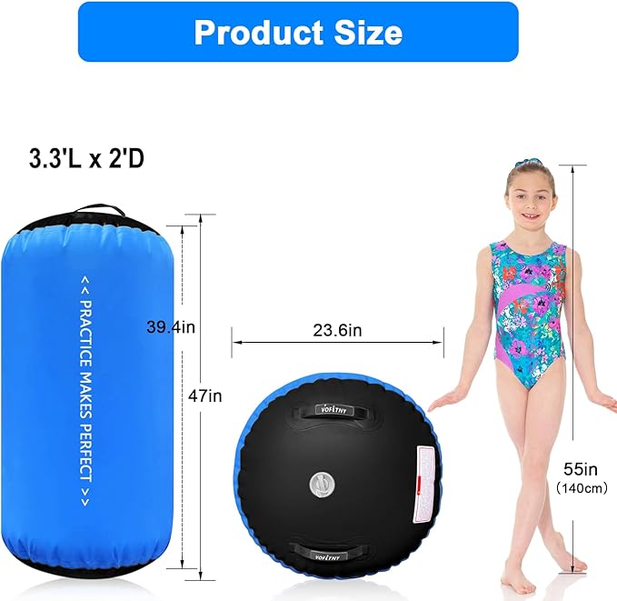 VOFiTNY Gymnastics Tumbling Equipment Air Barrel Inflatable Octagon Tumbler Roller Back-bend Trainer Cheerleading Without Pump