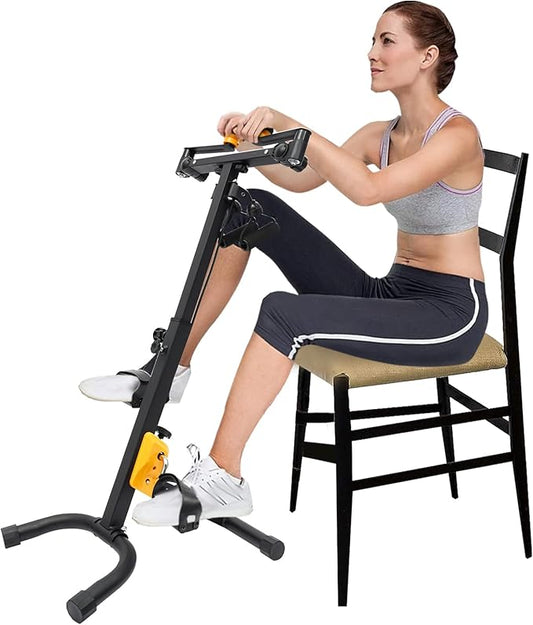 Adjustable Pedal Exerciser Bike for Seniors, Foldable Bicycle Exercise Machine for Hand Arm Leg And Knee Fitness, Portable Elderly Pedal Exerciser for Total Body Workout for Home Gym