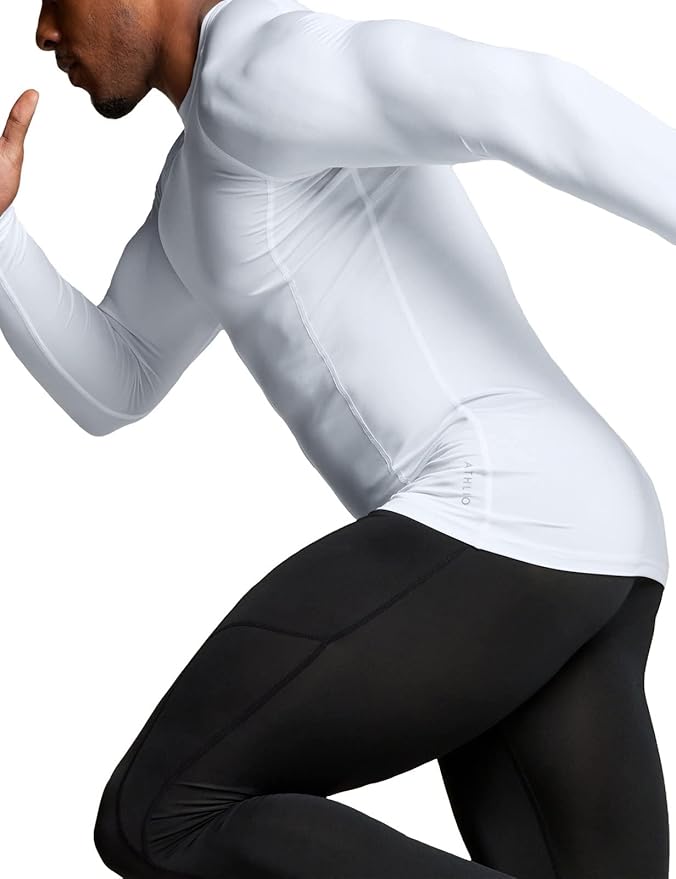 ATHLIO Men's UPF 50+ Long Sleeve Compression Shirts, Water Sports Rash Guard Base Layer, Athletic Workout Shirt