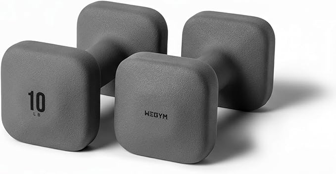 WeGym SafeGrip Square Dumbbells with Anti Slip Handles, Aesthetic Free Weights for Home Workouts, Stable Design Prevents Rolling during Floor Exercises