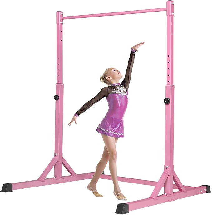 Bongkim Gymnastics Bar for Kids,Adjustable Height Gymnastic Horizontal Bars,Folding Gymnastics Equipment Junior Training Bar for Home Using,Stable Kids Training bar for Children