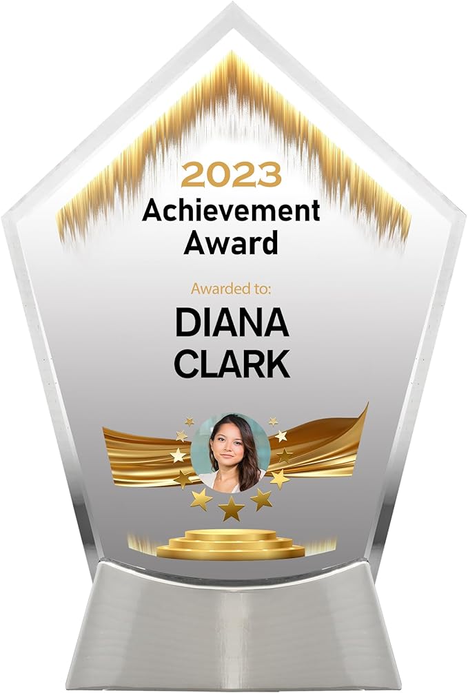 7 1/2" Personalized Glass Plaque for Trophies, Custom Award for Employee of the Month, Retirement, Leadership & Appreciation Gift J Awards (D5)