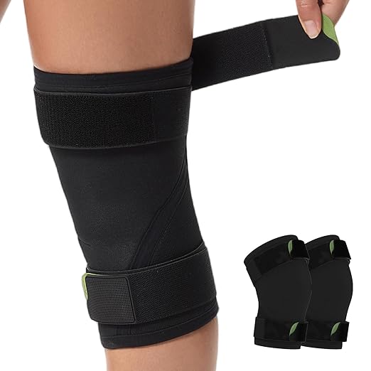 Knee Brace (1 Pair) Adjustable Strap 7mm Neoprene Knee Compression Sleeve Knee Support for Men Women for Training & Fitness, Weightlifting, Black XX-Large