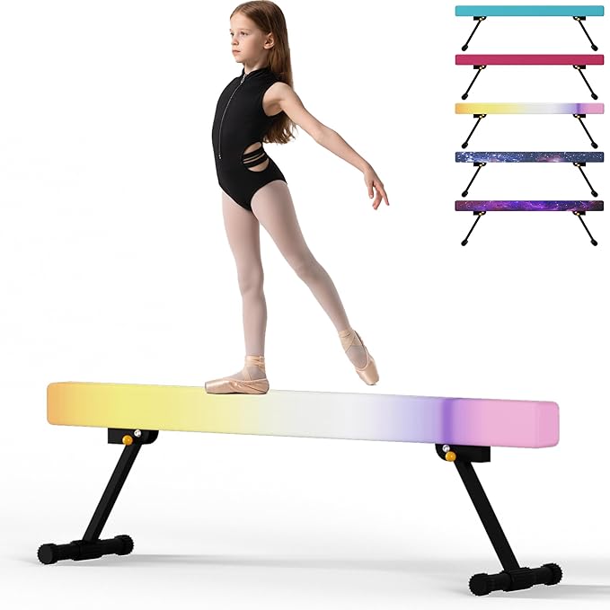 EL&IT·Wings 6FT/8FT Gymnastic Balance Beam for Kids, Adjustable Balance Beam with Leg, High and Low Level Floor Beam, Gymnastics Equipment for Home and Gym Center