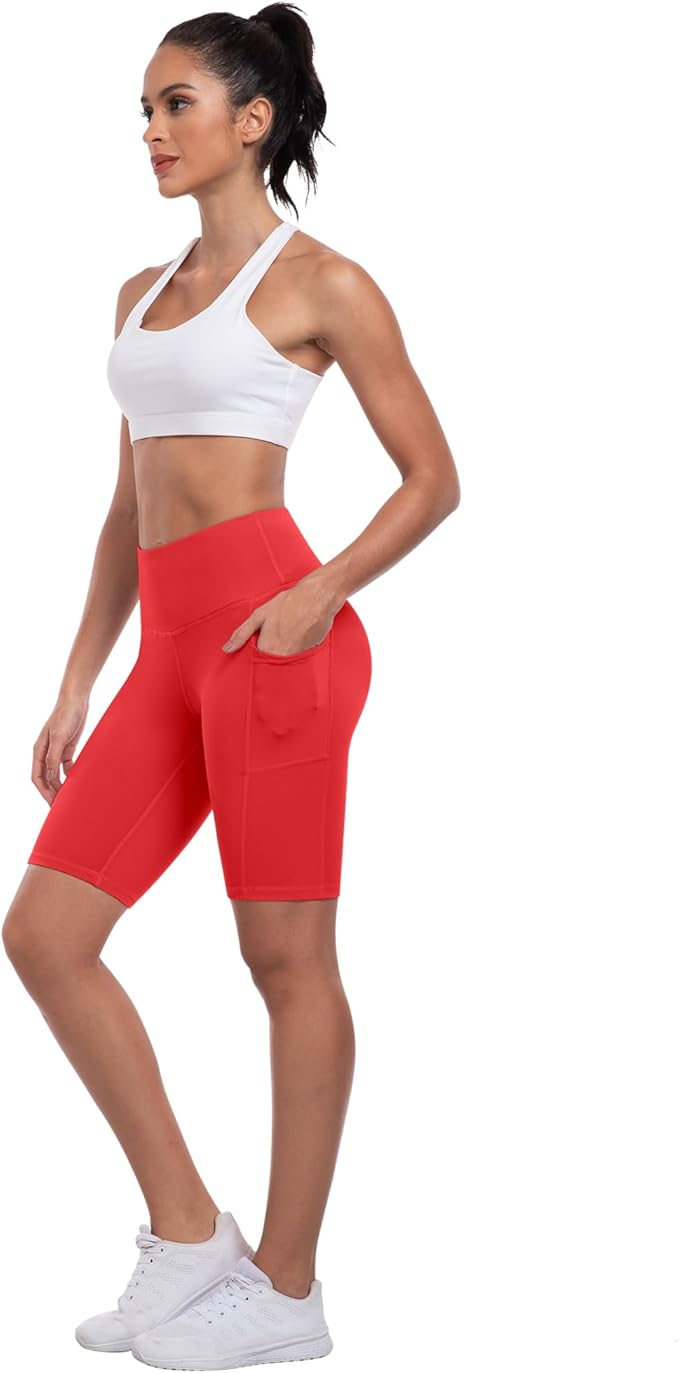 ATHVOTAR Biker Shorts Women with Pockets - 3"/5"/8" High Waisted Workout Spandex Tummy Control Gym Running Yoga Shorts