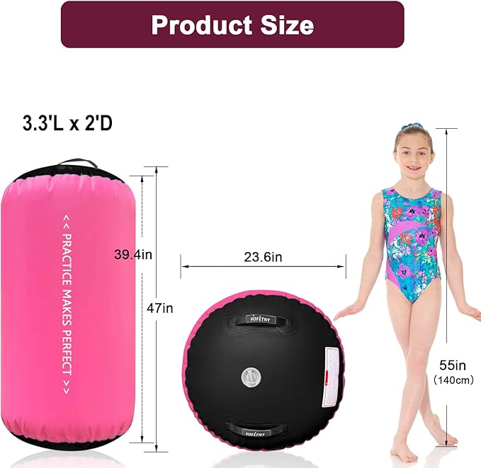 VOFiTNY Gymnastics Tumbling Equipment Air Barrel Inflatable Octagon Tumbler Roller Back-bend Trainer Cheerleading Without Pump