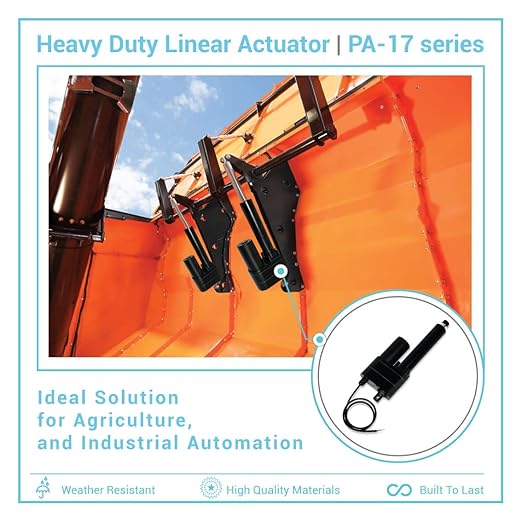 Progressive Automations 12V High Force Linear Actuator - 18 inches Stroke, 850 lbs Force, Industrial, Heavy Duty Linear Actuator with IP65 Protection for Agriculture Automotive Industry, PA-17