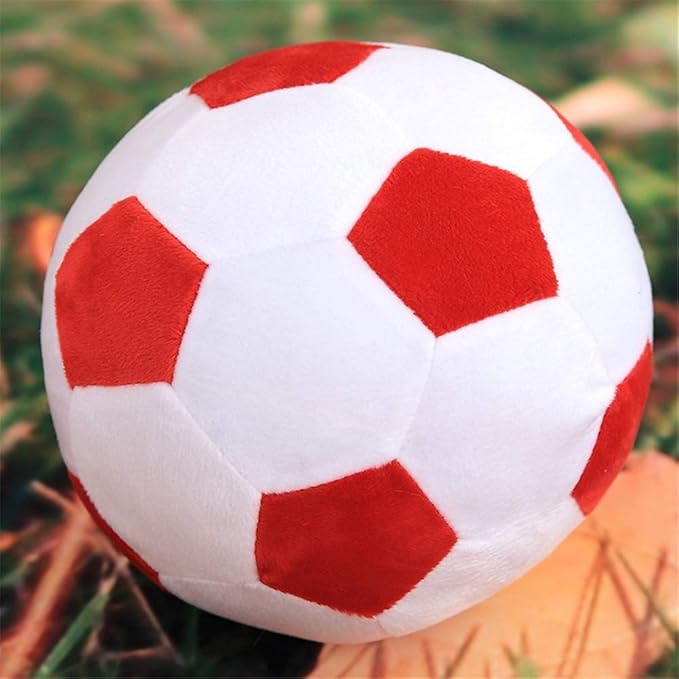 Plush Soccer Balls - Fluffy Stuffed Toy Soccer Ball Plush Pillow Soft Durable Stuff Soccerball Gift for Kids Boy Baby (Red - White,11.8inch/30cm)