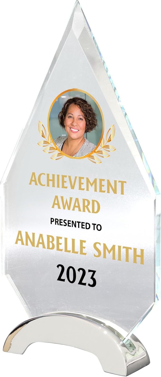 9 1/4" Personalized Glass Plaque for Awards and Trophies, Custom Award for Employee of the Month, Retirement, Leadership and Appreciation Gift P (Design 2)