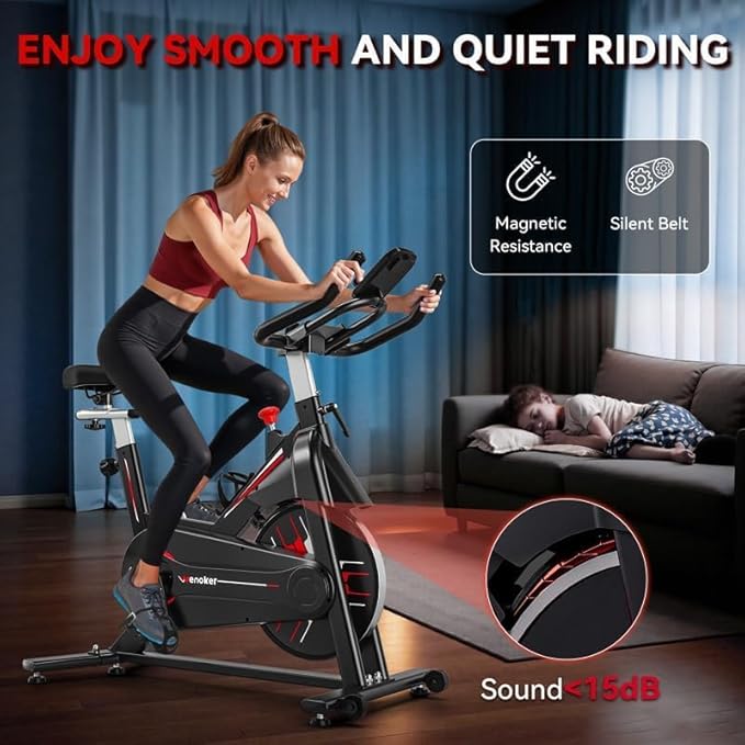 Exercise Bike, Wenoker Magnetic Resistance Stationary Bike for Home App Sync Indoor Bike with 350lbs Weight Capacity, Tablet Holder and Fitness Courses for Weight Loss