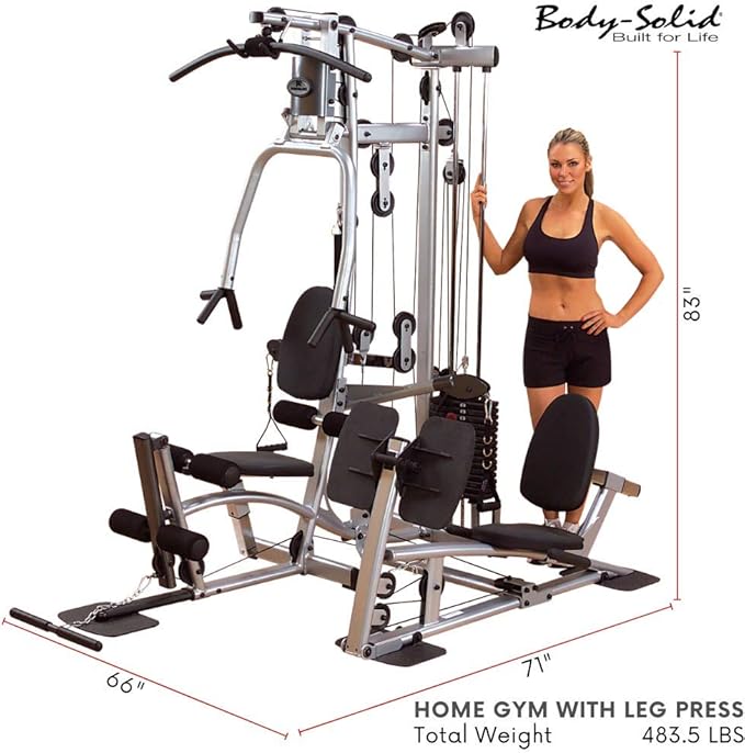 Body-Solid Powerline P2LPX Home Gym Equipment with Leg Press, Grey/Black