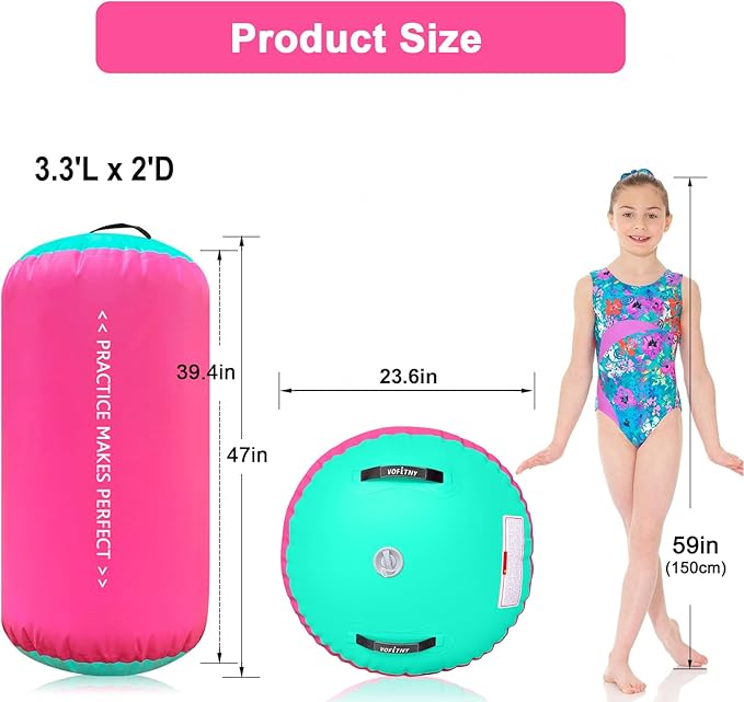 VOFiTNY Gymnastics Tumbling Equipment Air Barrel Inflatable Octagon Tumbler Roller Back-bend Trainer Cheerleading Without Pump