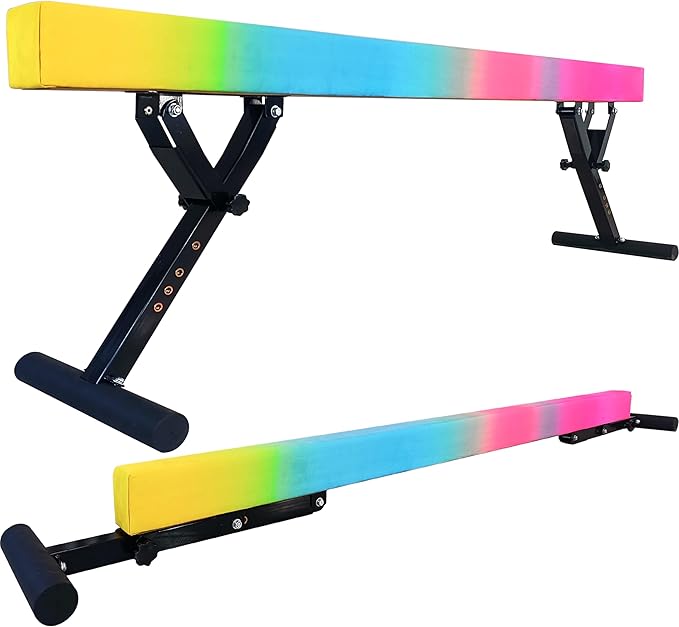 Adjustable Balance Beam for Kids, 8FT Gymnastics Beam with Anti-Slip Legs, High and Low Floor Beam for All Gymnastics Levels, Professional Gymnastic Equipment for Home, Gym Center