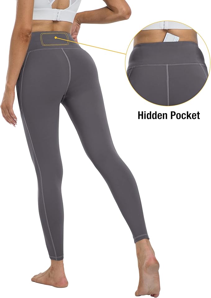 4 Pack Leggings with Pockets for Women,High Waist Tummy Control Workout Yoga Pants