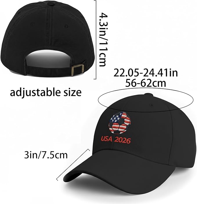 2026 Soccer World Cup Hat - Adjustable Baseball Cap,World Cup Merchandise Gifts Accessories Decorations