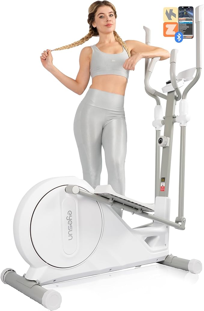 Elliptical Exercise Machine for Home,3-in-1Compact Training Machines with 16 Resistance Levels,14LB Flywheel,Low Impact Magnetic Cross Trainer,Quiet Portable Elliptical for Small Spaces