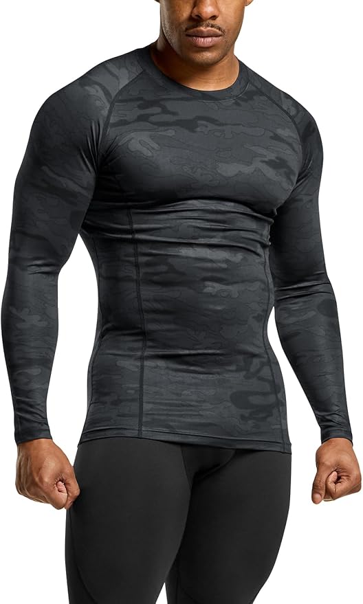 ATHLIO Men's UPF 50+ Long Sleeve Compression Shirts, Water Sports Rash Guard Base Layer, Athletic Workout Shirt