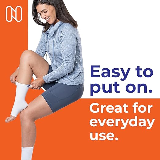 NanoSocks Compression Socks for Women & Men (1 Pair) - BEST Ankle Brace Support Sleeve for Neuropathy, Plantar Fasciitis, Diabetic Foot Nerve Pain Relief - Toeless (Large, White)