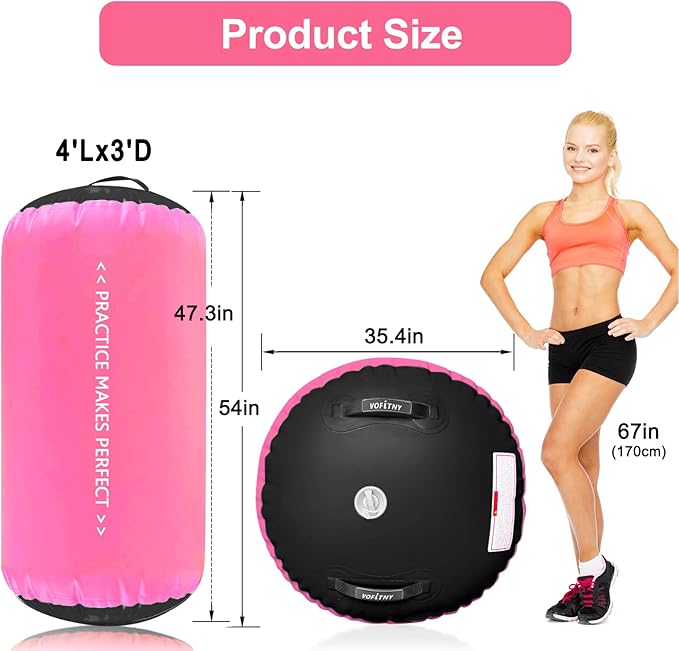 VOFiTNY Gymnastics Tumbling Equipment Air Barrel Inflatable Octagon Tumbler Roller Back-bend Trainer Cheerleading Without Pump