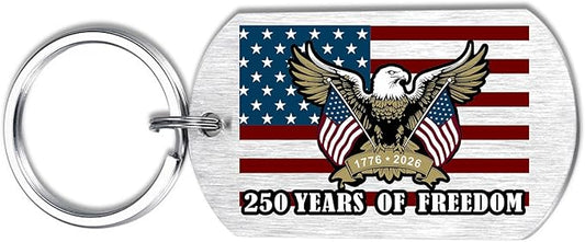 Viayen 250 Years America Flag Keychain, 250th Anniversary USA Merchandise Gift 1776-2026 Commemorative Patriotic Ornament
