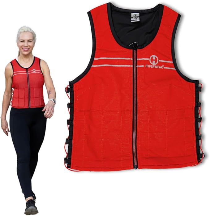 Hyperwear Hyper Vest FIT – Women’s Weighted Vest for Walking, Bone-Health Exercise, Osteoporosis & Osteopenia Workouts – Comfortable, Breathable, Machine-Washable – 5 lb or 10 lb – Carbon Black / Glacier Blue / Crimson Red