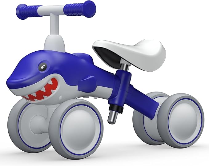 YGJT Baby Balance Bikes Seat Adjustable Toddler Riding Toy for 1 + Year Old Boys Girls, 12-48 Months Baby's First Bike First Birthday Blue Shark