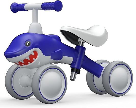 YGJT Baby Balance Bikes Seat Adjustable Toddler Riding Toy for 1 + Year Old Boys Girls, 12-48 Months Baby's First Bike First Birthday Blue Shark
