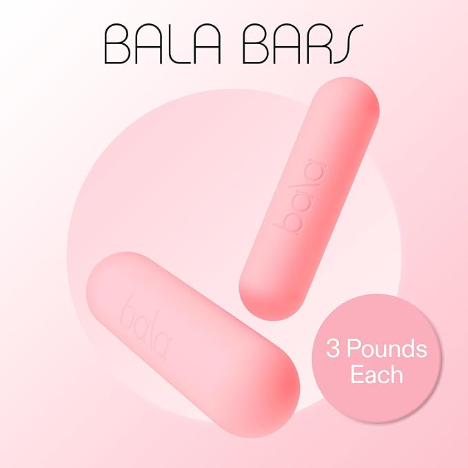 Bala Bars Dumbbell Set for Women & Men - Set of 2 Bars Designed for Walking, Strength Training, HIIT, Boxing & Aerobics - Hand Weights for Working Out at Home