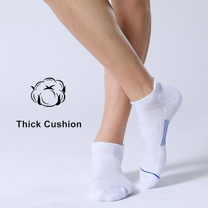 FITRELL Men's 6 Pack Ankle Running Socks Low Cut Cushioned Athletic Sports Socks 7-9/9-12/12-15